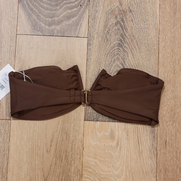 Andie Swim Espresso Brown Bandeau Padded Scala bikini top size S NWT - Picture 4 of 9